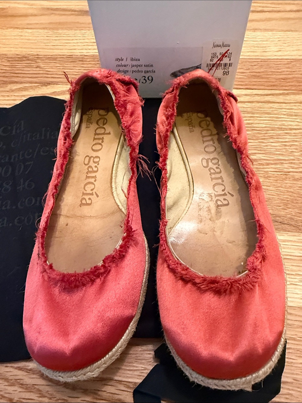 Pedro Garcia Coral Satin Frayed Espadrille Flats